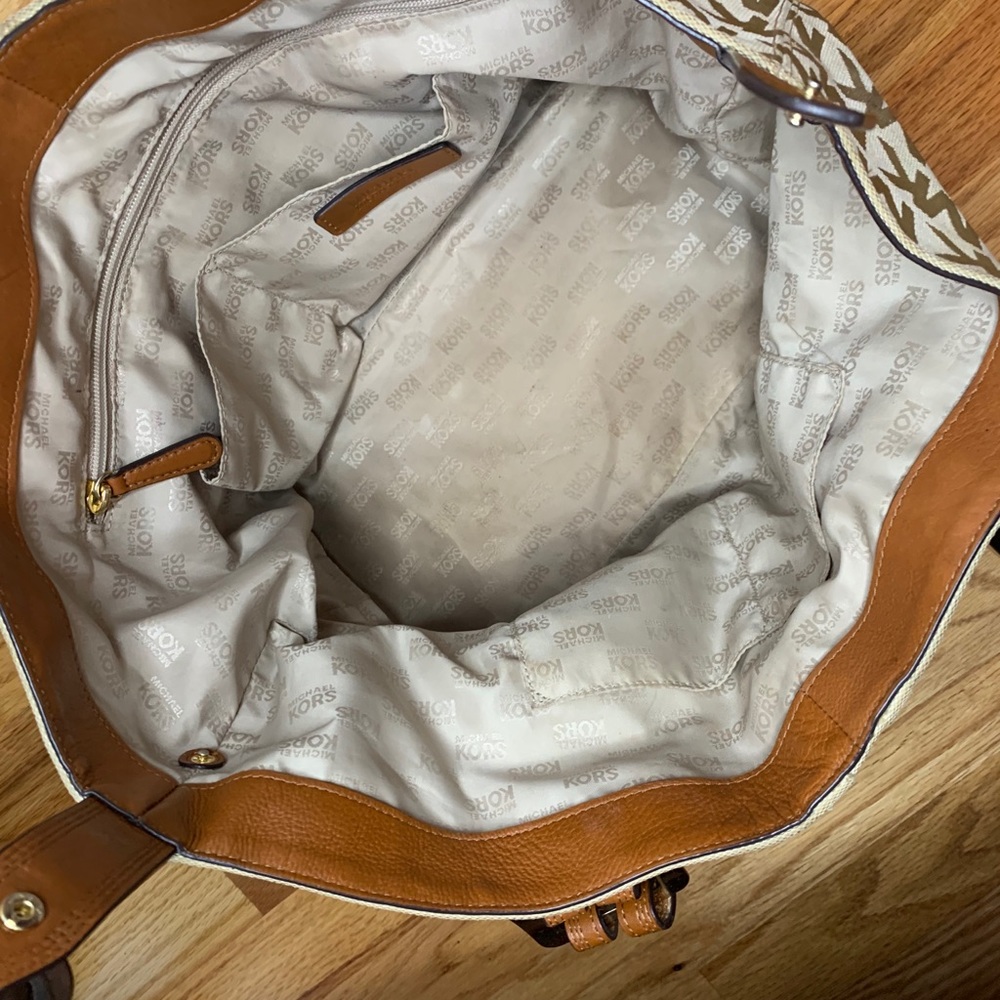 Michael Kors 35F3GHNT3J  BEIGE / LUGGAGE GRAB BAG - Picture 4 of 8